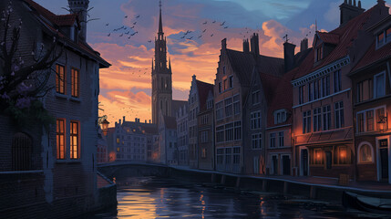 Bruges Canal Twilight