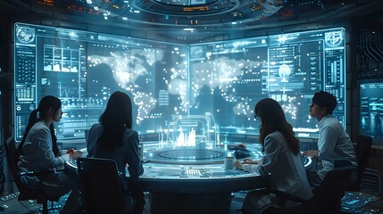 Professional Team Discussion with Data Analytics