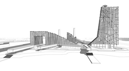 Modern architecture 3d rendering 3d illustration
