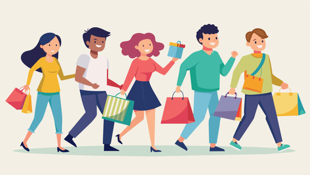 A group of friends holding each other accountable and avoiding buying unnecessary items while shopping together.