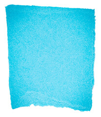 Isolated cut out torn blue piece of blank paper note cardboard with texture and copy space for text...
