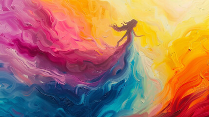 Envision the enchanting dance of colors, gracefully merging into a vibrant gradient wave.