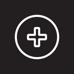 Add icon vector. Plus icon sign symbol vector. Medical cross vector icon illustration isolated on black background