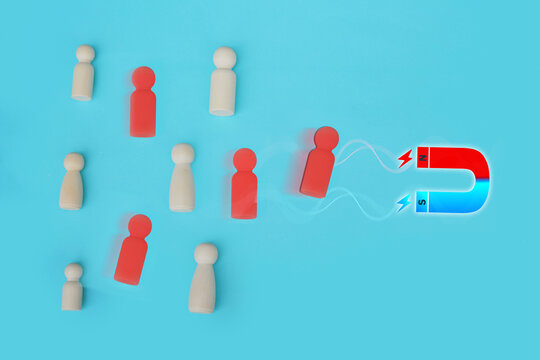 Magnet for your customers or human resources. Customer retention and Inbound marketing. Business creativity. Business Lead And Customer Generation Magnet Pulling Figures.