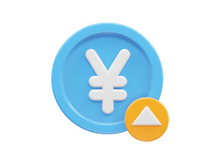 Yen currency icon 3d rendering illustration 
