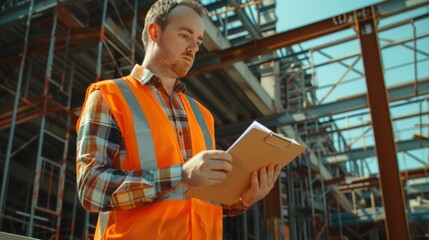 Engineer Inspecting Construction Site