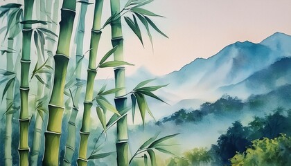 watercolor painted bamboo