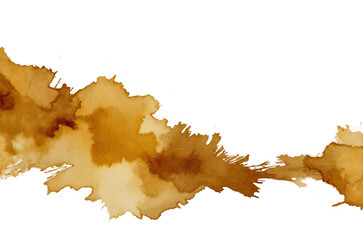 watercolor gold paint splash on transparent background