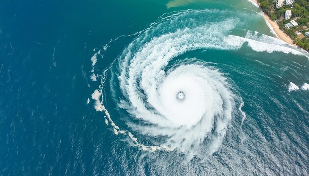 aerial view of hurricane in the ocean