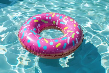 inflatable doughnut pool ring dinghy lilo in water