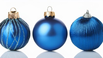 perfect blue christmas balls isolated on white