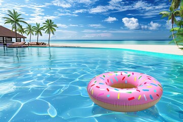 inflatable doughnut pool ring dinghy lilo in water