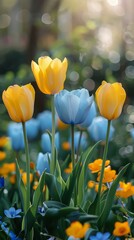 Obraz premium blue and yellow tulips