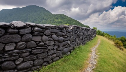 black stone wall