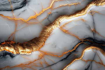 Gold and white marble background with golden veins, luxurious stone texture for design or wallpaper. Created with Ai