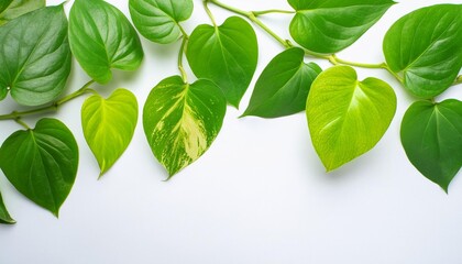green leaves nature frame border of devil s ivy or golden pothos the tropical foliage plant on white background