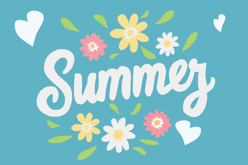 vector illustration lettering summer rich colors, trendy, fun, popular, Fresh