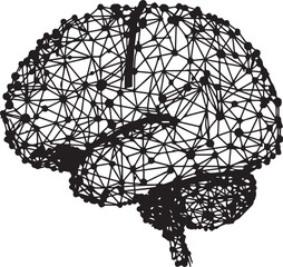 Human brain silhouette vector on white background 