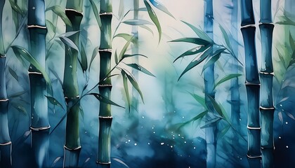 watercolor painted bamboo