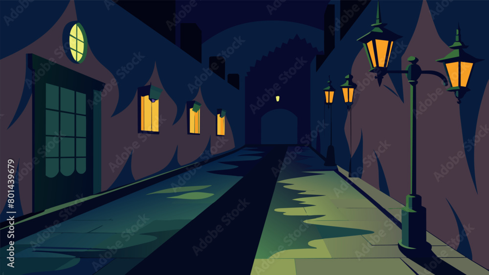 Poster with the next step the lights flicker and dim casting eerie shadows along the walls..