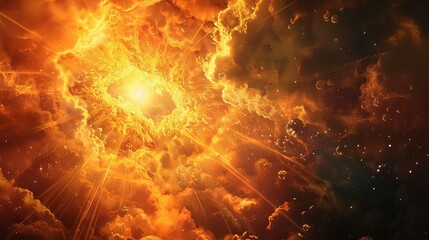 fiery cosmic explosion depicting gods creation of the heavens and earth genesis 11 biblical illustration