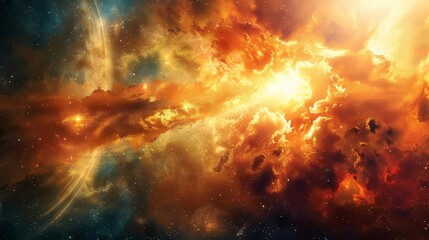 fiery cosmic explosion depicting gods creation of the heavens and earth genesis 11 biblical illustration