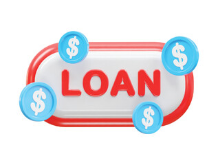 Loan icon 3d rendering bank loan illustration element