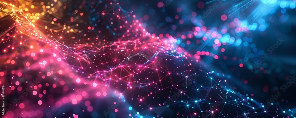 Aufkleber generative ai abstract illustration of geometric shapes and structures in colorful neon colors and l