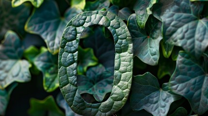Fototapeta premium A green ivy plant is used to spell out the number zero