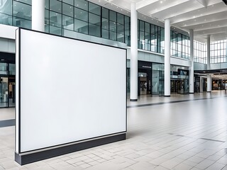  public shopping center mall or business center high big advertisement board space as empty blank white mockup signboard design with copy space area for sale and offers advertisements designs.  - obrazy, fototapety, plakaty