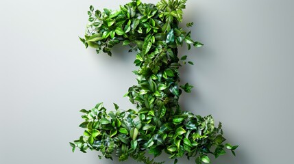 A plant with green leaves is used to spell out the number 1