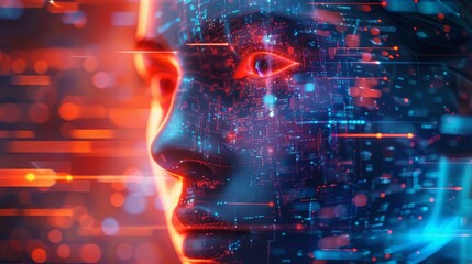 modern graphics digital illustration, generative AI representation, center composition, various AI generated images emerging from the center