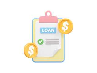 Loan icon 3d rendering bank loan illustration element