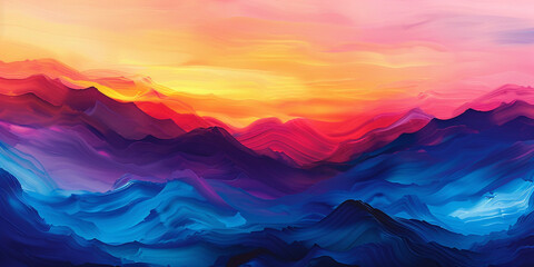 Engage with the rhythmic dance of hues on a sunrise gradient vista, where bold colors seamlessly transition into rich tones, creating a dynamic canvas for graphic expression.