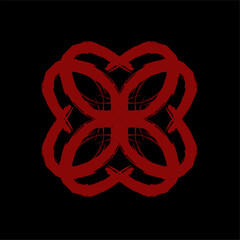 Vector black red abstract op-art art element. Optics, visual arts, artistic elements, spirals.