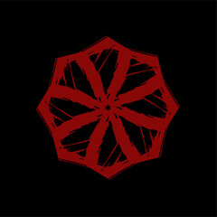 Vector black red abstract op-art art element. Optics, visual arts, artistic elements, spirals.