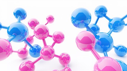 Colorful abstract molecules on white background for science concepts