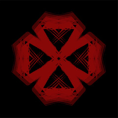 Vector black red abstract op-art art element. Optics, visual arts, artistic elements, spirals.