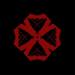 Vector black red abstract op-art art element. Optics, visual arts, artistic elements, spirals.