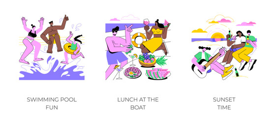 Summer holidays isolated cartoon vector illustrations.