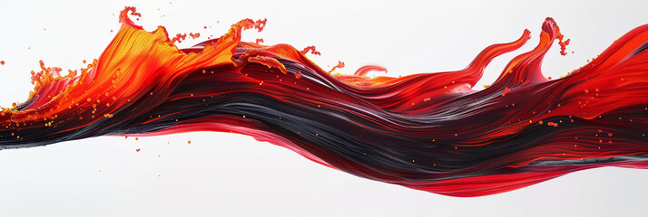 Lava red wave flow, intense and fiery lava red wave isolated on white.