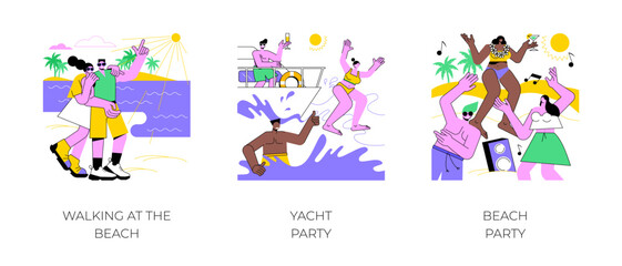Active holidays isolated cartoon vector illustrations.