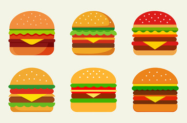 Set hamburger icon. Fast food icon