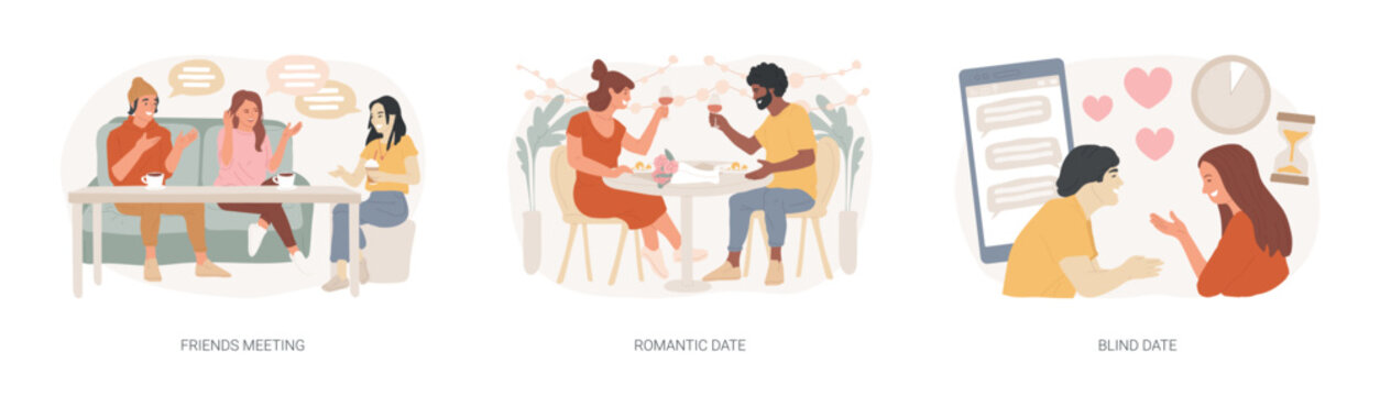 Hangouts isolated concept vector illustration set.