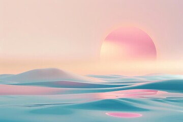 An abstract scene where gentle gradients transition smoothly to illustrate the peaceful process of breathing