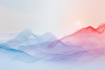 An abstract scene where gentle gradients transition smoothly to illustrate the peaceful process of breathing