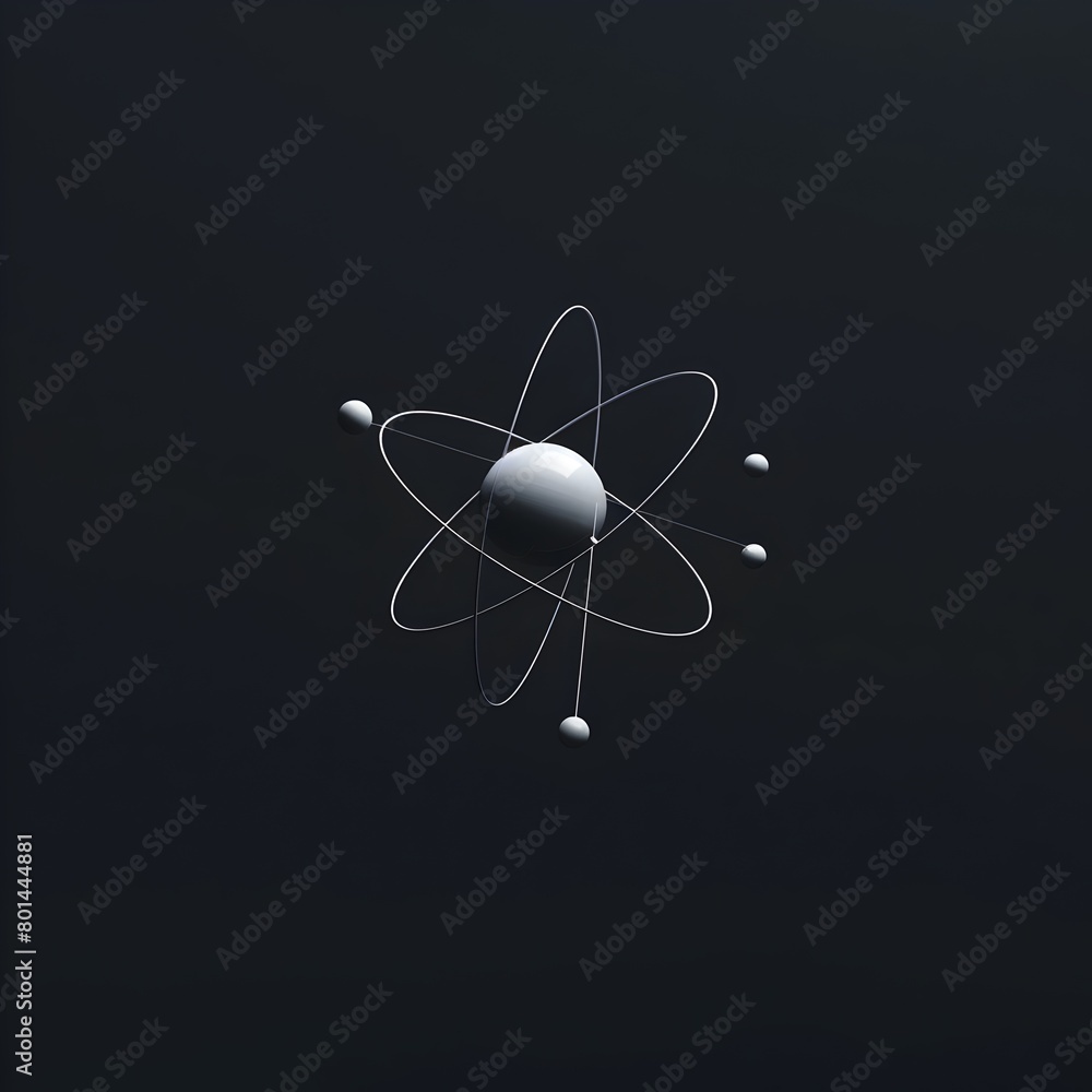 Poster minimalist 3d rendering of a hydrogen atom: an illustrative representation of the fundamentals of ch