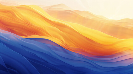 Encounter a sunrise gradient vista bursting with vitality, where golden yellows flow into midnight blues, forming an energetic backdrop for visual elements.