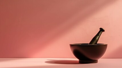 Dusty Rose Backdrop Highlighting a Vintage Mortar and Pestles Silhouette