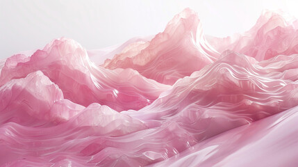 Rose quartz wave illustration, gentle and smooth rose quartz pink wave on a white backdrop.